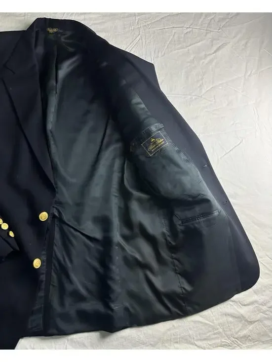 👔🧥 Brooks Brothers Brooksease Navy Wool Gold Button Blazer 45R 8861-2 🧥👔 - Picture 6 of 15